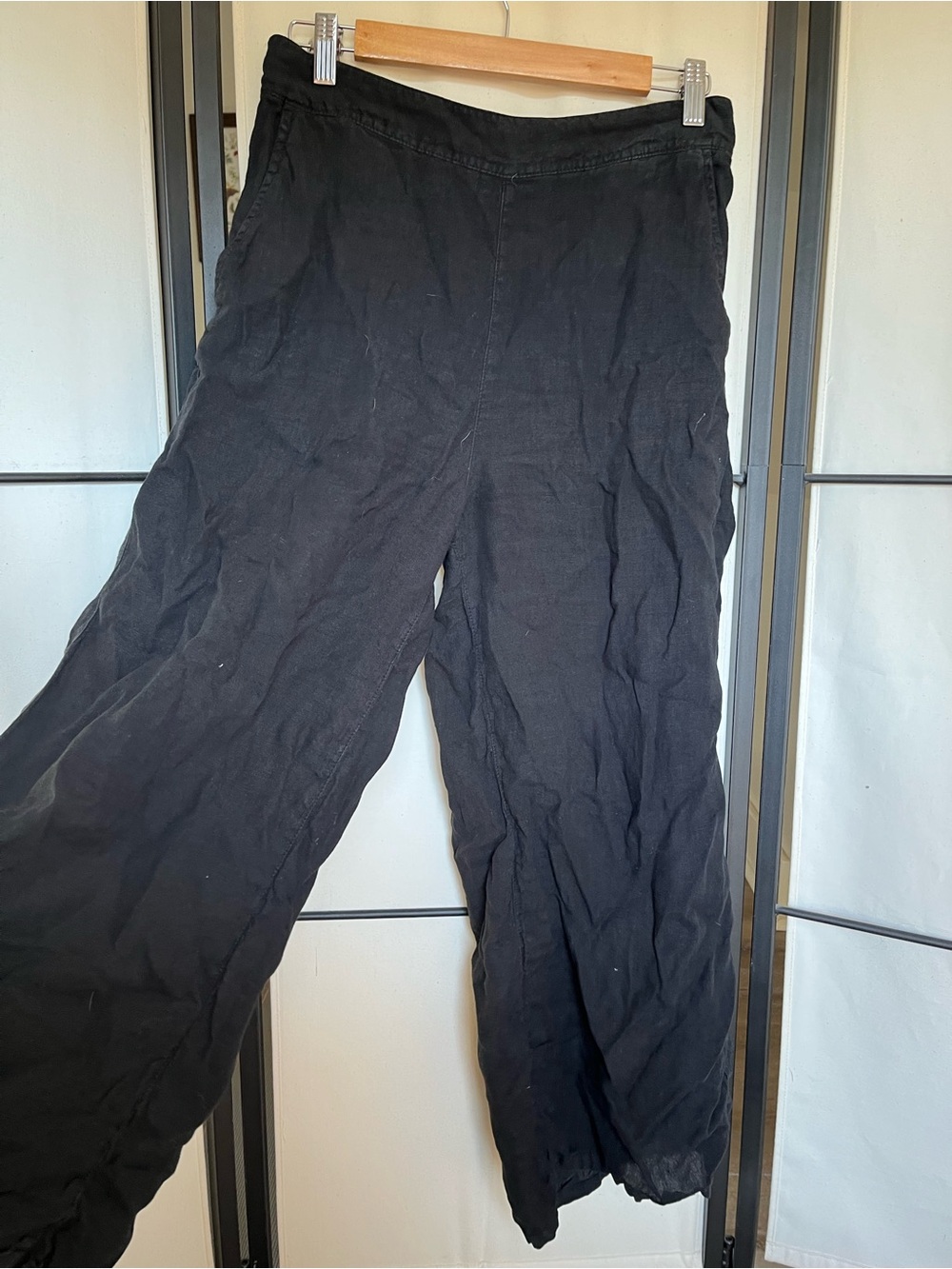Black Wide Leg Linen Pants